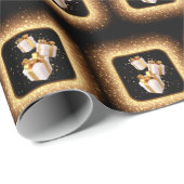 "Golden Gift" Kerstthema Cadeaupapier (Rol Hoek)