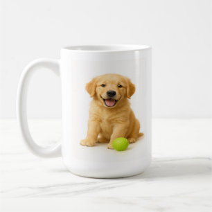 Golden Giggles - Retriever Pup & Lime Green Ball Koffiemok