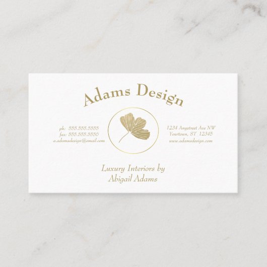 Golden Gingko Leaf Design Spa Yoga Beauty Visitekaartje (Voorkant)