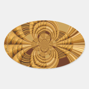 Golden Giraffe Art Print Ovale Sticker