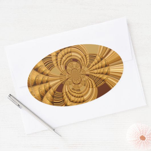 Golden Giraffe Art Print Ovale Sticker (Envelop)