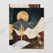 Golden Giraffe Desert Landscape & Marble Mountain Briefkaart (Voorkant / Achterkant)