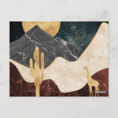 Golden Giraffe Desert Landscape & Marble Mountain Briefkaart (Achterkant)