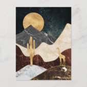 Golden Giraffe Desert Landscape & Marble Mountain Briefkaart (Voorkant)