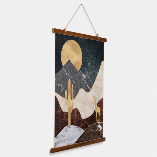 Golden Giraffe Desert Landscape & Marble Mountain Hangend Wandkleed (Gebogen)