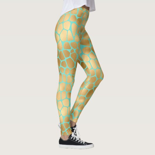 Golden giraffe-druk op munt leggings (Rechts)
