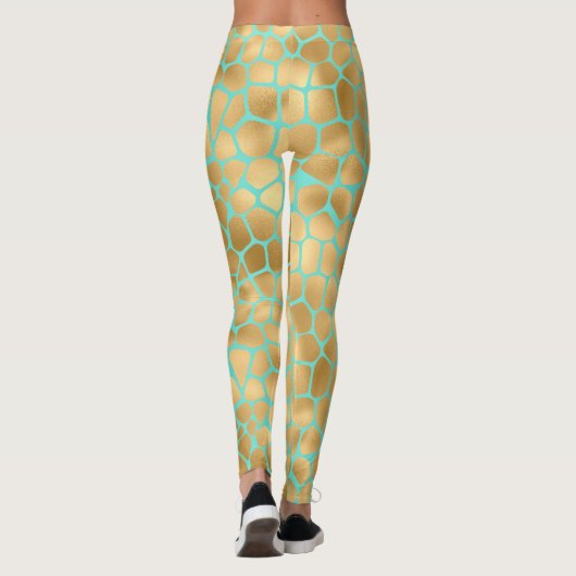 Golden giraffe-druk op munt leggings (Achterkant)
