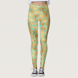 Golden giraffe-druk op munt leggings