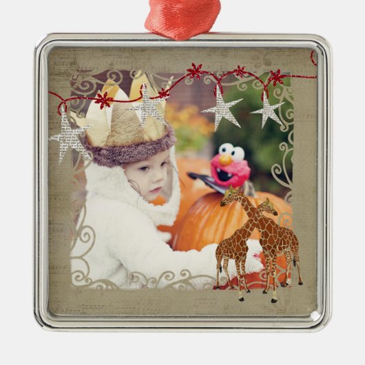 Golden Giraffe Sterrennacht Foto Ornament (Voorkant)