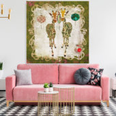 Golden Giraffes Olive Twilight Canvas (Insitu (Woonkamer))