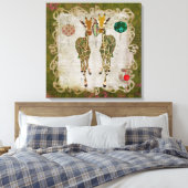 Golden Giraffes Olive Twilight Canvas (Insitu (Slaapkamer))