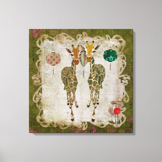 Golden Giraffes Olive Twilight Canvas (Voorkant)
