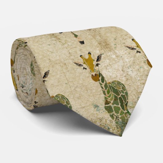 Golden Giraffes Pattern Stropdas (Opgerold)
