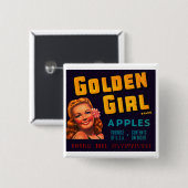Golden Girl Apples Vierkante Button 5,1 Cm (Voorkant /achterkant)