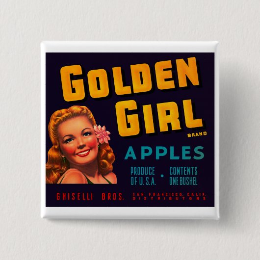 Golden Girl Apples Vierkante Button 5,1 Cm (Voorkant)