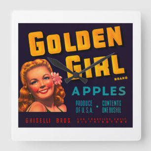 Golden Girl Apples Vierkante Klok