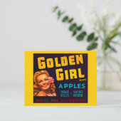 Golden Girl Brand Apples - krateletiket Briefkaart (Staand voorkant)