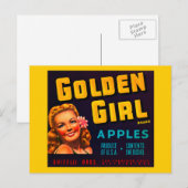 Golden Girl Brand Apples - krateletiket Briefkaart (Voorkant / Achterkant)