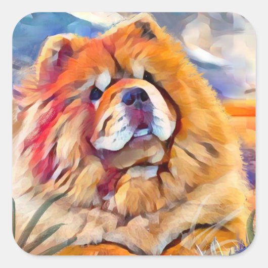 GOLDEN GIRL Chow vierkante stickers (Voorkant)