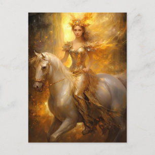 Golden Girl En Paard Fantasy Art Briefkaart