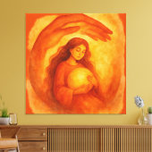 Golden Girl Holding Light Warm Protective Art Canvas Afdruk (Insitu (Woonkamer))