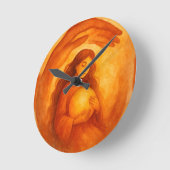 Golden Girl Holding Light Warm Protective Art Ronde Klok (Hoek)