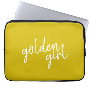 Golden Girl   Modern Gold Script Laptop Sleeve