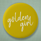 Golden Girl | Modern Gold Script Ronde Button 5,7 Cm