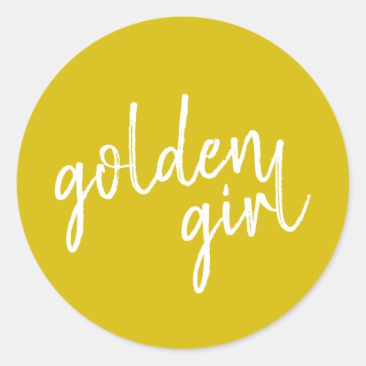 Golden Girl | Modern Gold Script Ronde Sticker (Voorkant)