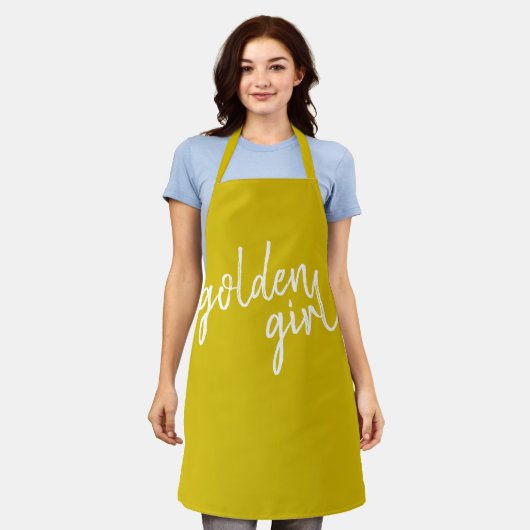 Golden Girl | Modern Gold Script Schort (Gedragen)
