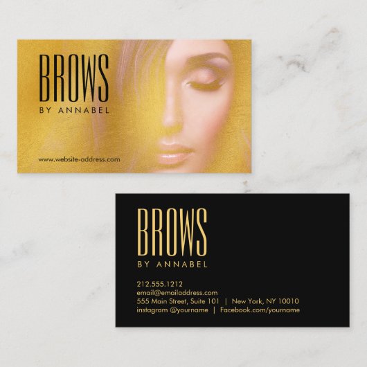 Golden Girl Wimpers en wenkbrauwen Salon Visitekaartje (Voorkant / Achterkant)