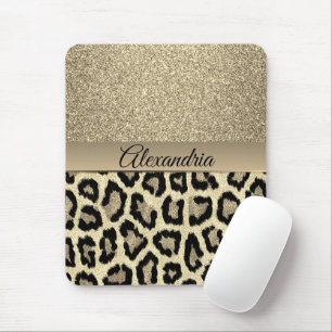 Golden Glam Leopard Print Muismat