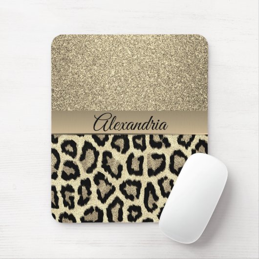 Golden Glam Leopard Print Muismat (Met muis)