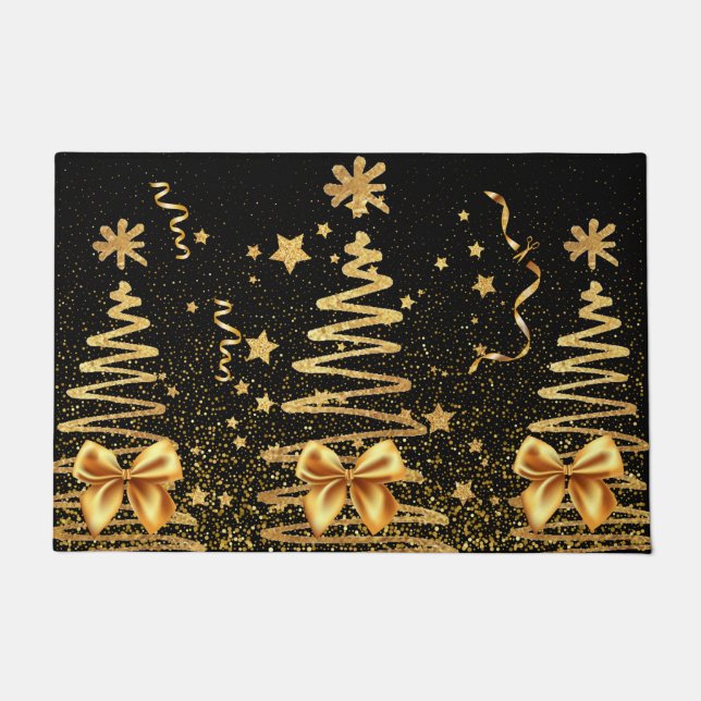 Golden glam mettalic Xmas glans elegant zwart Deurmat (Voorkant)