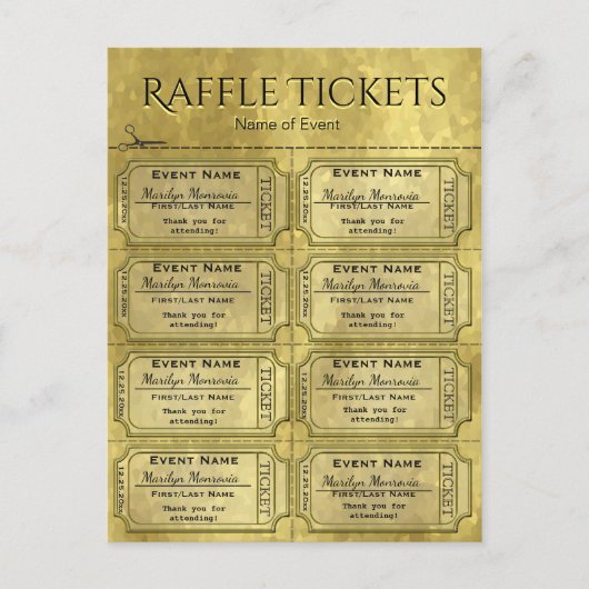 Golden Glam Raffle Tickets Briefkaart (Voorkant)