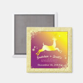 Golden Glam Reindeer Weddenschap Magneet (Voorkant / Achterkant)