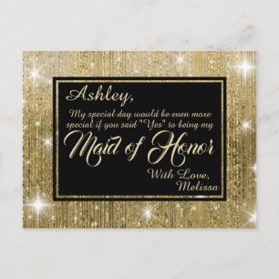 Golden Glam - Wil jij mijn Maid of Honor zijn? Uitnodiging Briefkaart