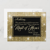 Golden Glam - Wil jij mijn Maid of Honor zijn? Uitnodiging Briefkaart (Voorkant / Achterkant)