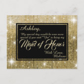Golden Glam - Wil jij mijn Maid of Honor zijn? Uitnodiging Briefkaart (Voorkant)