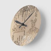 Golden Glamor Glitter Spark Drip Sweet 16 Birthday Ronde Klok (Hoek)