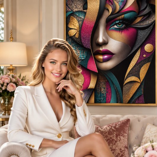 	Golden Glamour Muse Canvas Afdruk