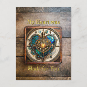 Golden Glas in lood Heart Steampunk-serie Briefkaart