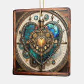 Golden Glas in lood Heart Steampunk-serie Keramisch Ornament (Links)