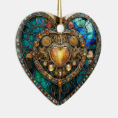 Golden Glas in lood Heart Steampunk-serie Keramisch Ornament (Rechts)