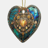 Golden Glas in lood Heart Steampunk-serie Keramisch Ornament (Links)
