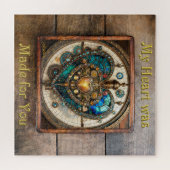 Golden Glas in lood Heart Steampunk-serie Legpuzzel (Horizontaal)