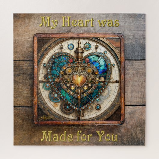 Golden Glas in lood Heart Steampunk-serie Legpuzzel (Verticaal)