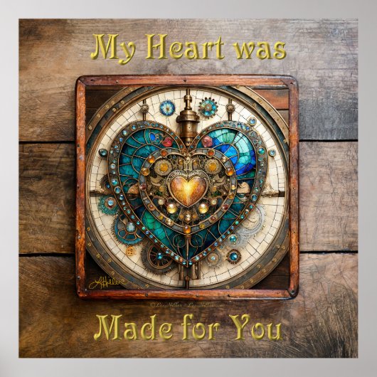 Golden Glas in lood Heart Steampunk-serie Poster (Voorkant)