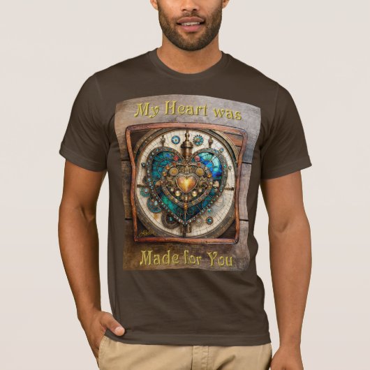 Golden Glas in lood Heart Steampunk-serie T-shirt (Voorkant)