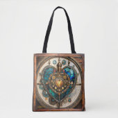 Golden Glas in lood Heart Steampunk-serie Tote Bag (Voorkant)